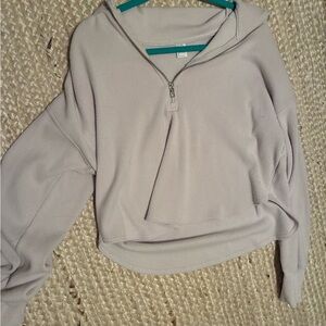 Gilly Hicks Lavender Waffle-Knit Cropped Half-Zip